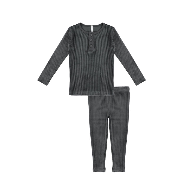 VELOUR RIBBED HENLEY PAJAMAS