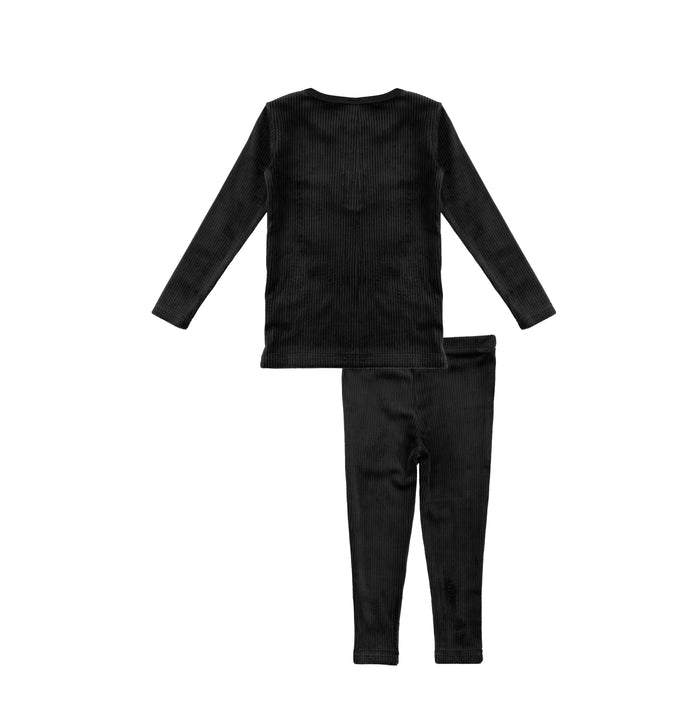VELOUR RIBBED HENLEY PAJAMAS