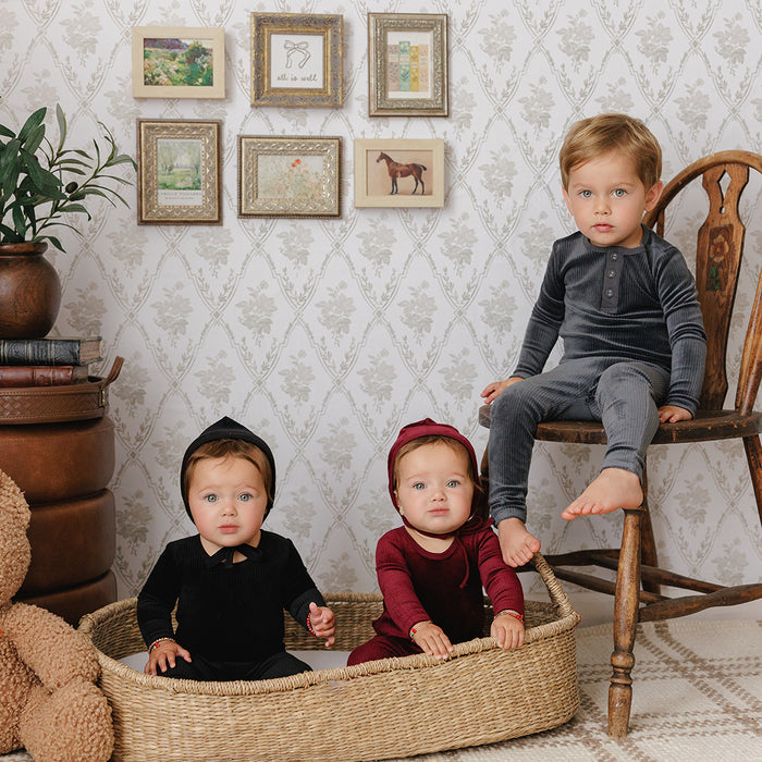 VELOUR RIBBED HENLEY PAJAMAS