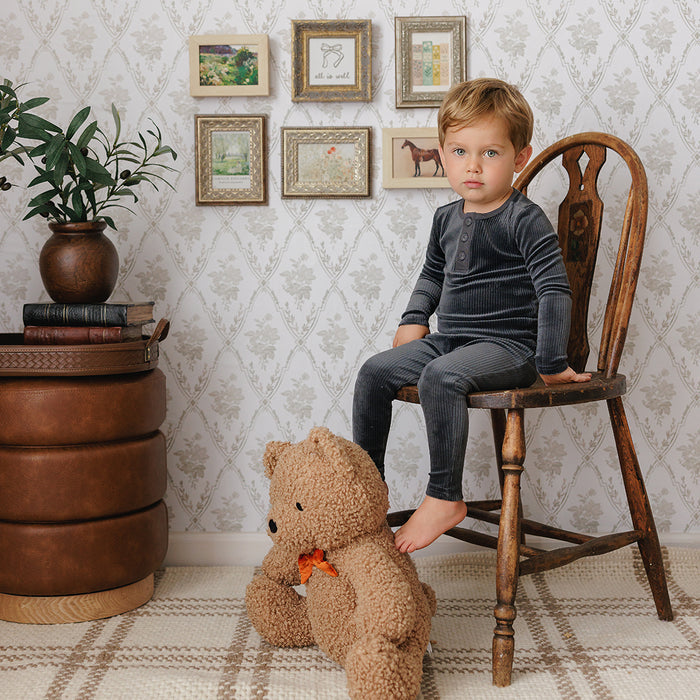 VELOUR RIBBED HENLEY PAJAMAS