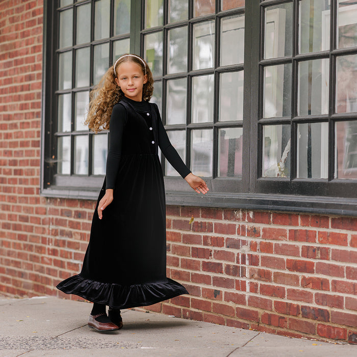 VELOUR RUFFLE MAXI JUMPER