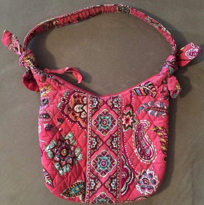 Vera Bradley Zipper Handbag Purse – Call Me Coral Pink Paisley Design, EUC