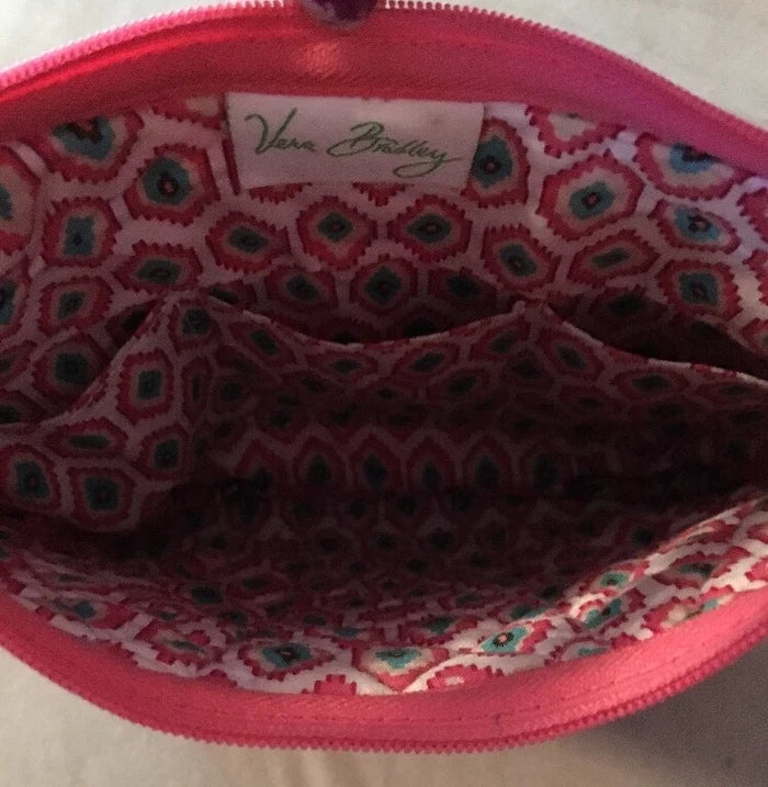 Vera Bradley Zipper Handbag Purse – Call Me Coral Pink Paisley Design, EUC