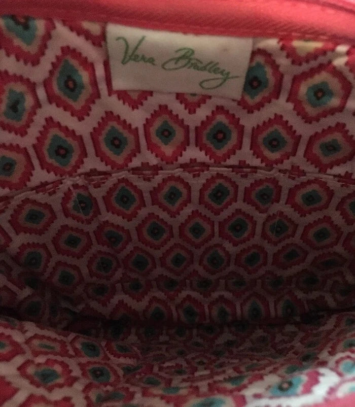 Vera Bradley Zipper Handbag Purse – Call Me Coral Pink Paisley Design, EUC