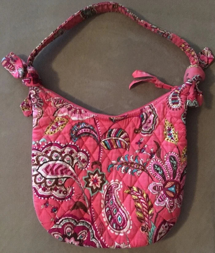 Vera Bradley Zipper Handbag Purse – Call Me Coral Pink Paisley Design, EUC