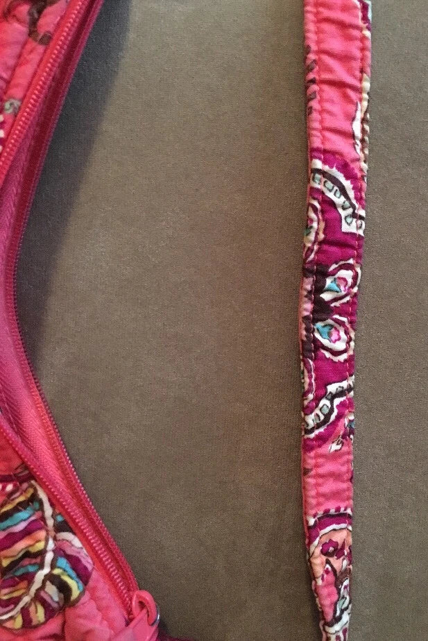 Vera Bradley Zipper Handbag Purse – Call Me Coral Pink Paisley Design, EUC
