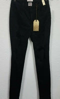 Vibrant Women's Juniors Ripped High Rise Skinny Jeans, Black