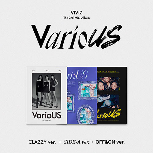 VIVIZ VarioUS 3rd Mini Album - 3 variations cover and packaging image
