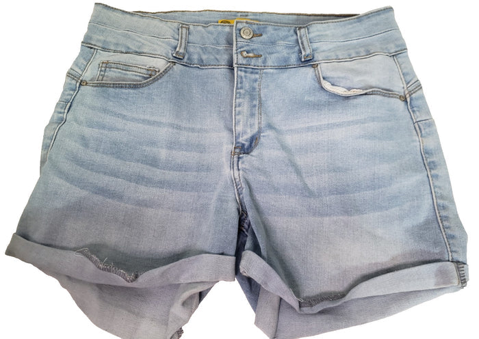 Wax Jean Butt I Love You High Waisted Sustainable Denim Shorts, Blue