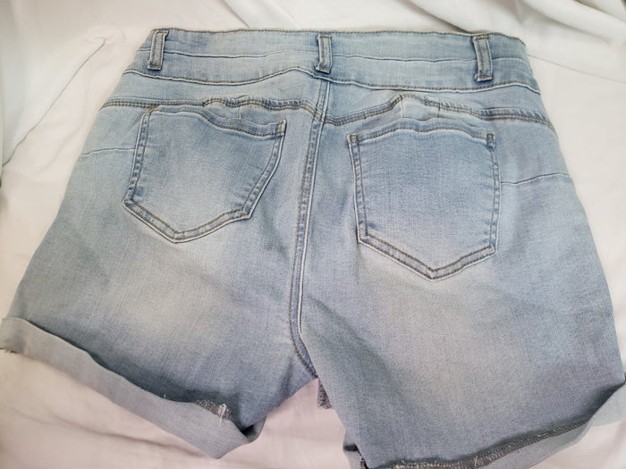 Wax Jean Butt I Love You High Waisted Sustainable Denim Shorts, Blue