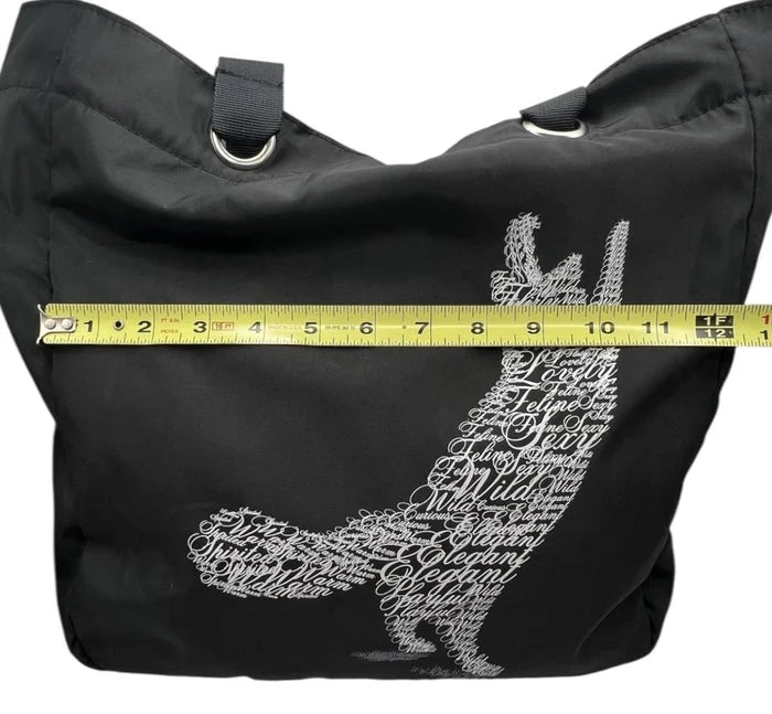Wild About Words by Dominique Vari Black Cat Handbag Tote – Feline Design Charm