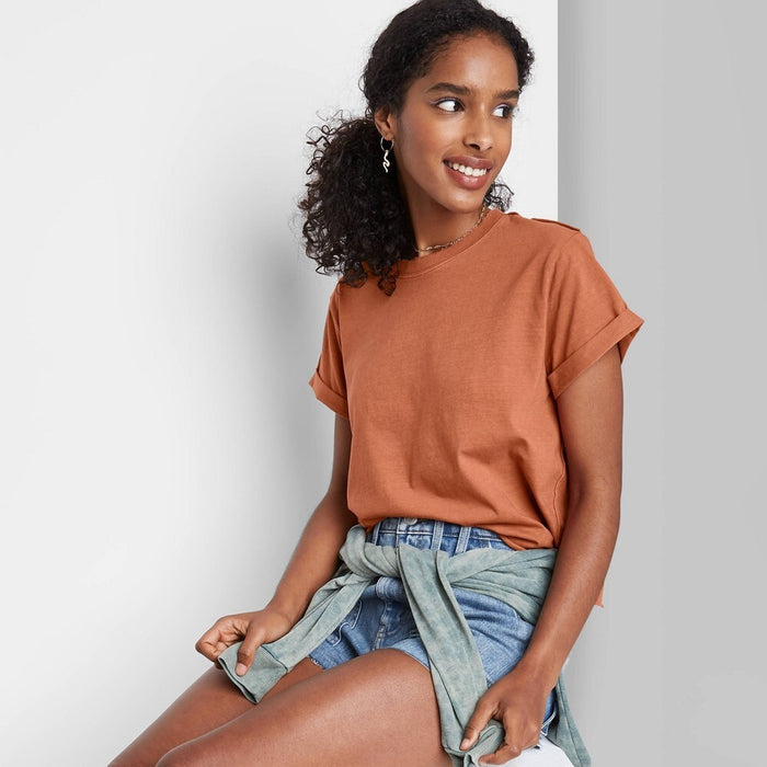 Wild Fable - Women's Short Sleeve Crop Top - Brown