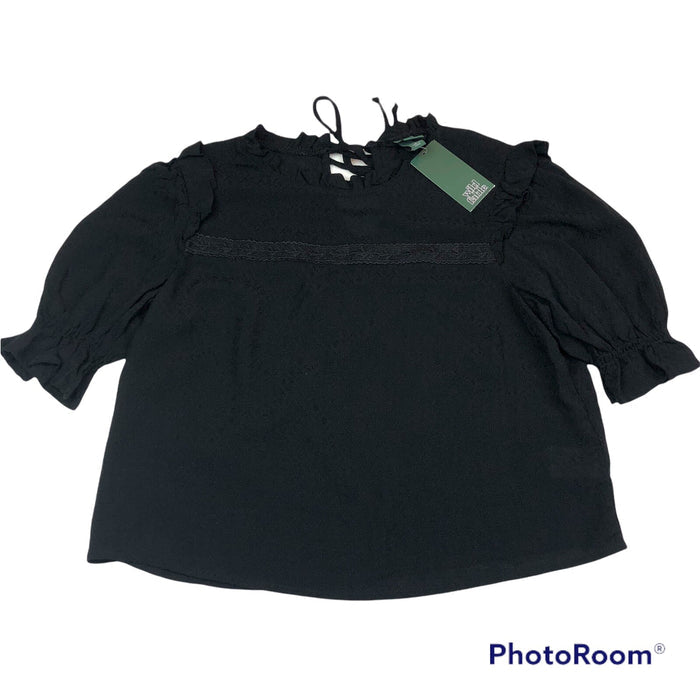 Wild Fable Women's XS Small Medium Shirt Black High Neck Boxy Tie