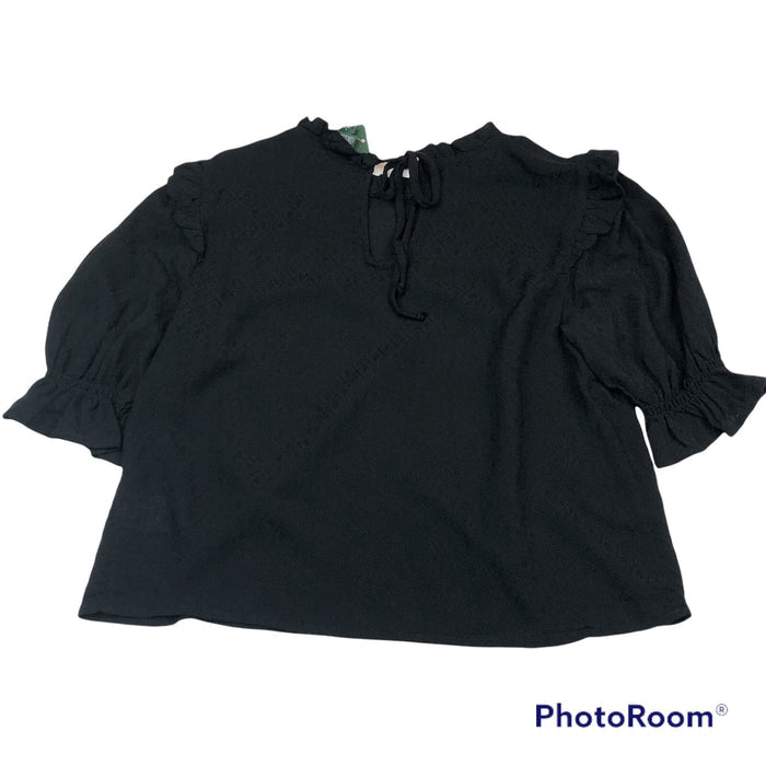 Wild Fable Women's XS Small Medium Shirt Black High Neck Boxy Tie