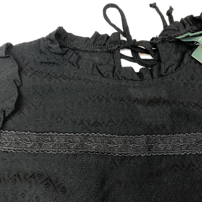 Wild Fable Women's XS Small Medium Shirt Black High Neck Boxy Tie