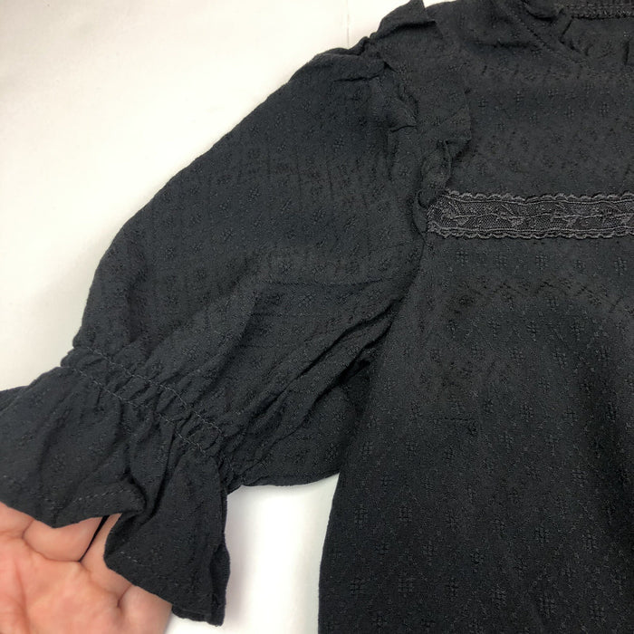 Wild Fable Women's XS Small Medium Shirt Black High Neck Boxy Tie