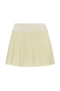 Flat-lay of Wimbledon Skirt in ivory showcasing pleated mini silhouette and wide fitted waistband on white background