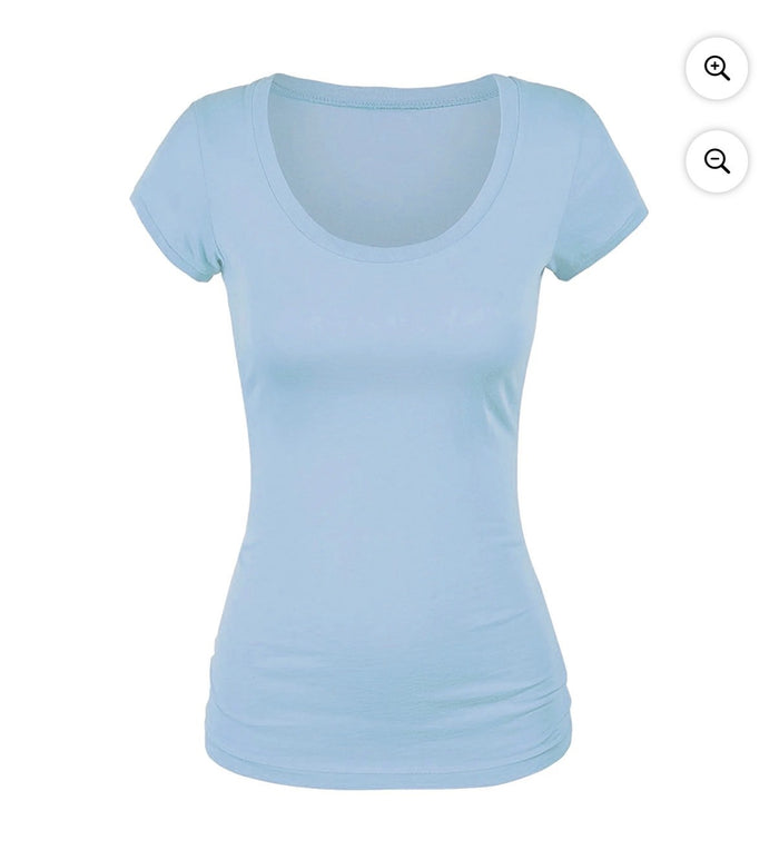 Womans XXS powder puff blue short sleeve