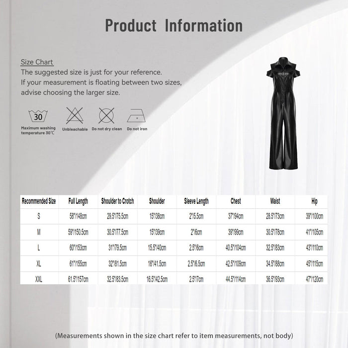Women Jumpsuit Elegant PU Leather Chic Romper Fashion Cold Shoulder Cargo Club