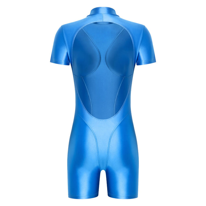 Women Oily Glossy One Piece Beachwear Swimsuit Surfing Jumpsuit For Pool Party