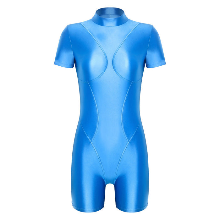 Women Oily Glossy One Piece Beachwear Swimsuit Surfing Jumpsuit For Pool Party