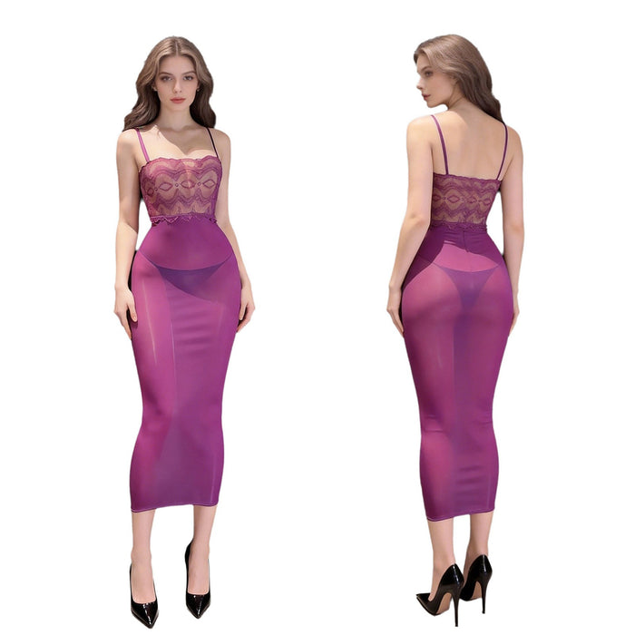 Women Skirt Bachelor Party Slip Dresses Nightclub Long Dress Slim Mesh Street