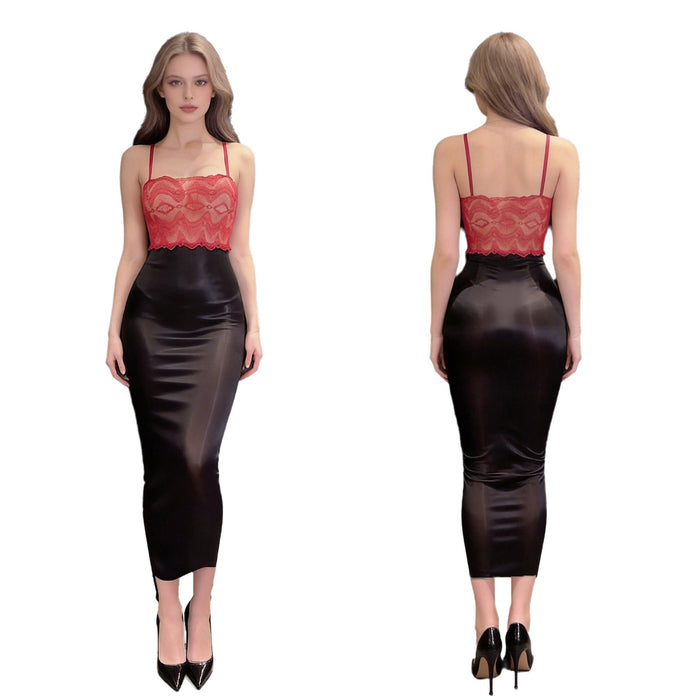 Women Skirt Bachelor Party Slip Dresses Nightclub Long Dress Slim Mesh Street