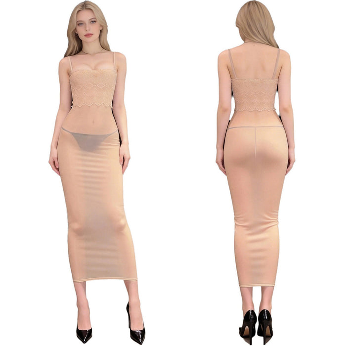 Women Skirt Bachelor Party Slip Dresses Nightclub Long Dress Slim Mesh Street