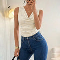 Women Solid Swinging Collar Sleeveless Jumpsuit Ladies Sexy Solid One-piece Suit