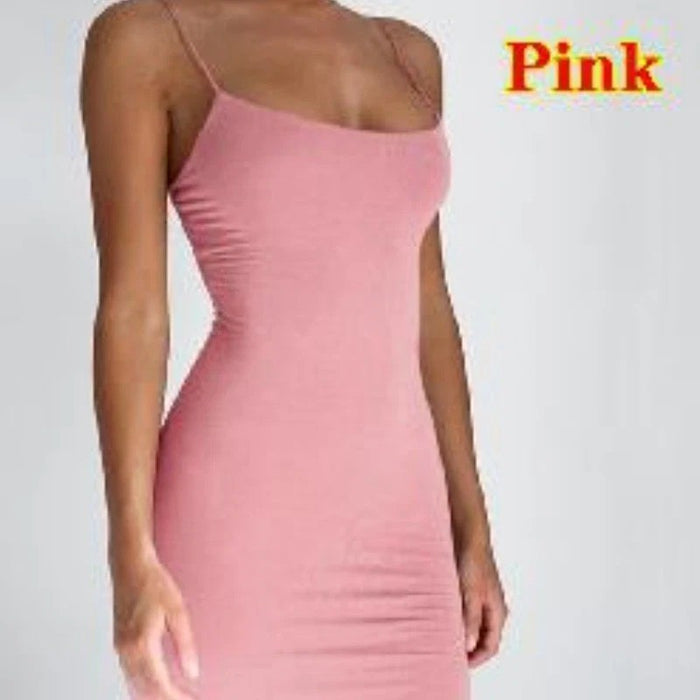 Women Spaghetti Strap Bodycon Camisole Sexy Party ClubWear cami tank top Dress