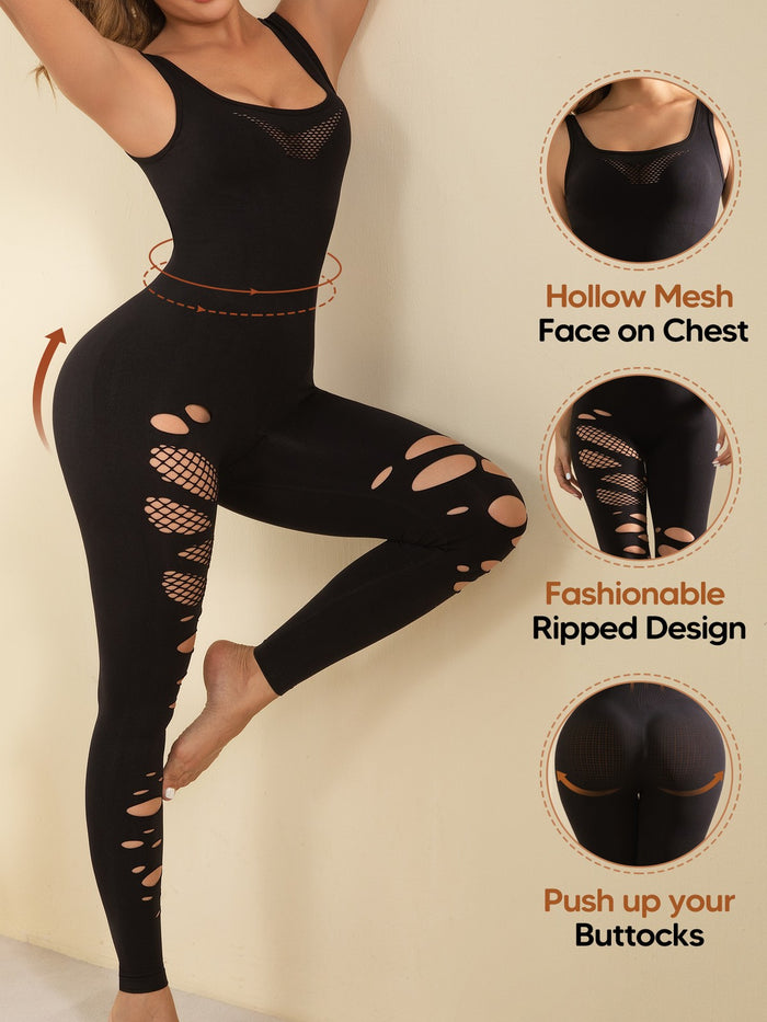 Women Square Neck Workout Rompers Jumpsuits Seamless Yoga Gym One Piece Leggings