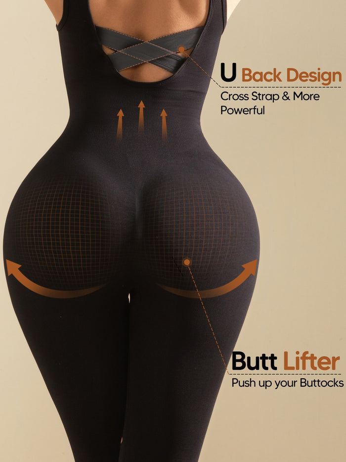 Women Square Neck Workout Rompers Jumpsuits Seamless Yoga Gym One Piece Leggings