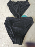 Women's Black Solid Bikini Swim Bottom S Stretch 2 Pieces