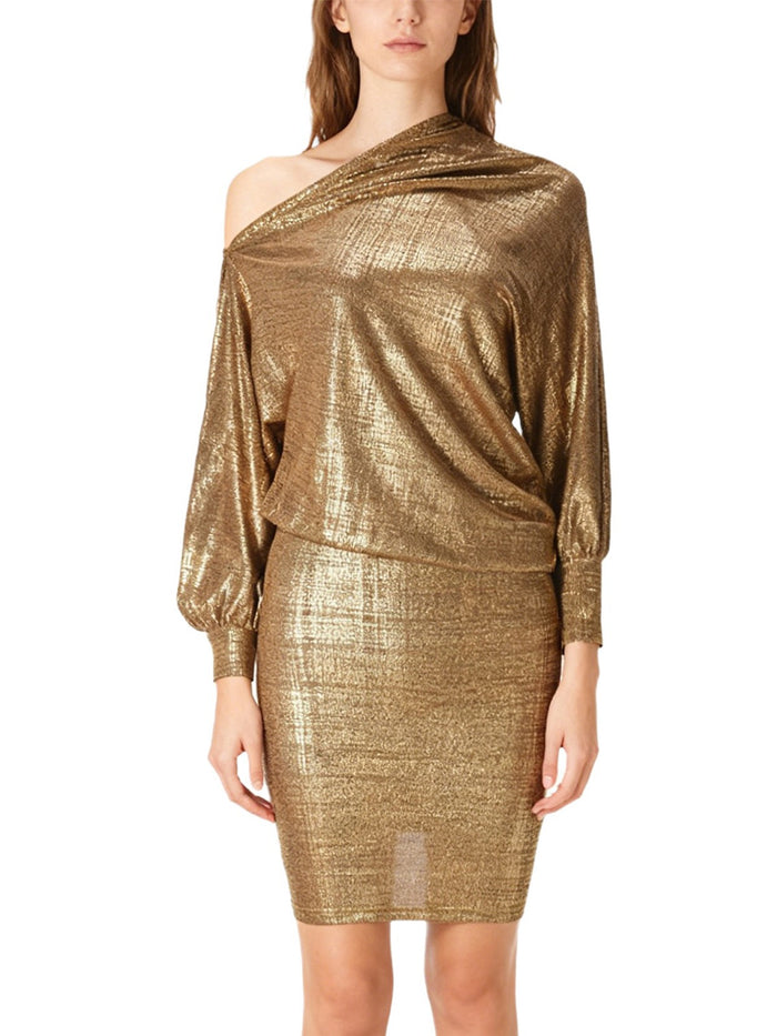 Womens Dresses Long Sleeve Pullover Rehearsal Mini Dress Work Metallic Party