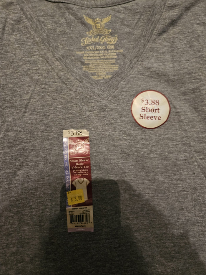 Women's Gray v-neck T-shirt , basic casual normcore