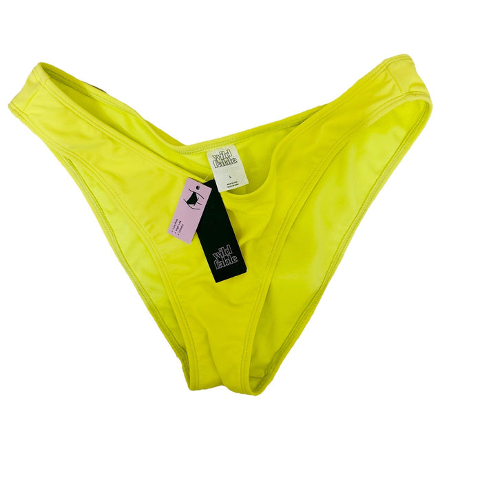 Women's High Leg Cheeky Bikini Bottom - Wild Fable Bright Yellow, Large