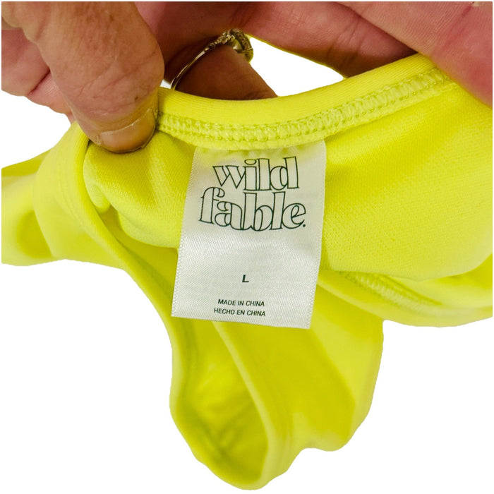 Women's High Leg Cheeky Bikini Bottom - Wild Fable Bright Yellow, Large