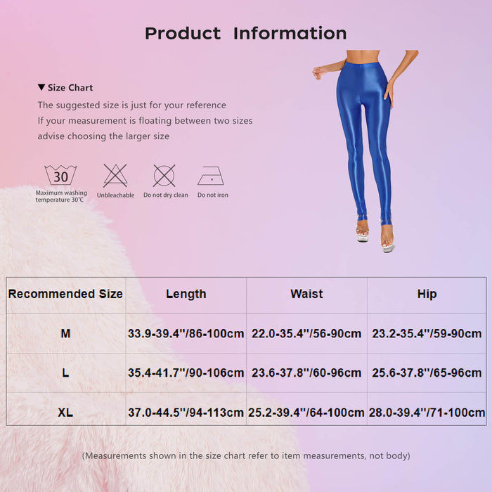 Womens High Waist Oil Glossy Workout Yoga Gym Trousers Tummy Control Tights