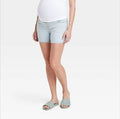 Women's Isabel Maternity Over Belly Jean Shorts Light Wash 2