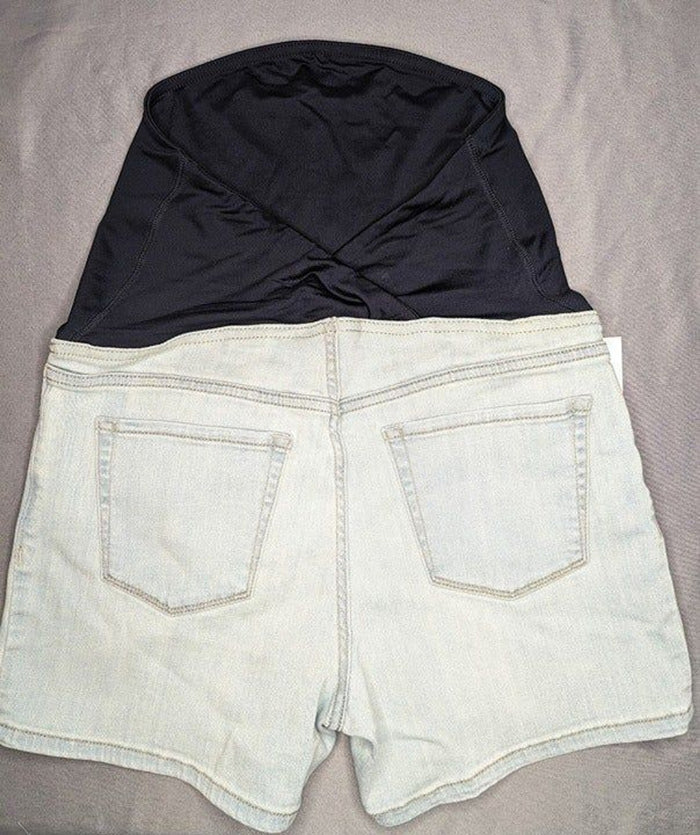 Women's Isabel Maternity Over Belly Jean Shorts Light Wash 2