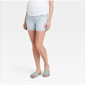 Women's Isabel Maternity Over Belly Jean Shorts Light Wash 4
