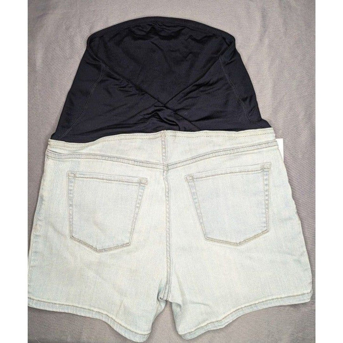 Women's Isabel Maternity Over Belly Jean Shorts Light Wash 4