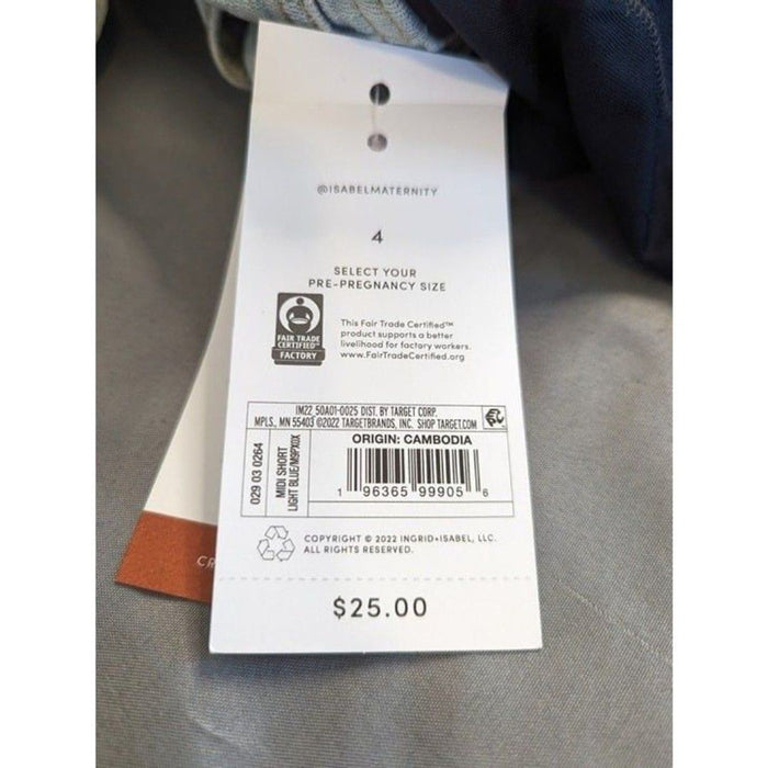 Women's Isabel Maternity Over Belly Jean Shorts Light Wash 4
