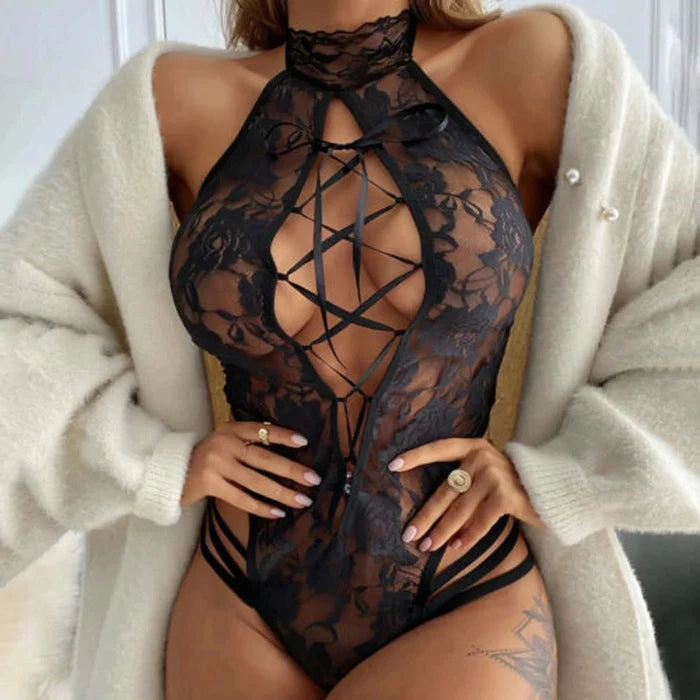 Women’s Lace Babydoll Lingerie Set – Sexy Sleepwear Dress with G-String
