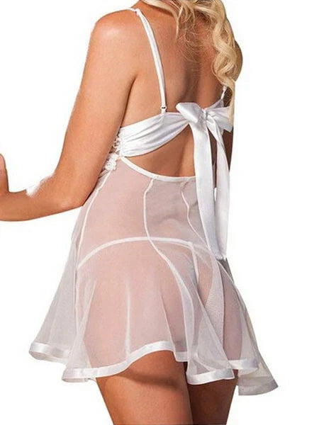 Women’s Lace Babydoll Lingerie Set with G-String – Sexy Nightwear Sleepwear Dress