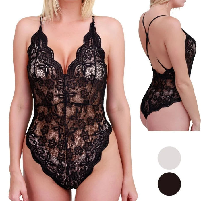 Women’s Lace Lingerie Bodysuit – Sexy Sleepwear Nightwear Dress, Sizes S–XL