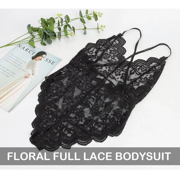 Women’s Lace Lingerie Bodysuit – Sexy Sleepwear Nightwear Dress, Sizes S–XL