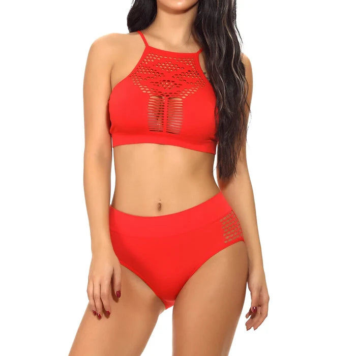 Women's Lace Teddy Babydoll Lingerie Dress with Mesh Straps