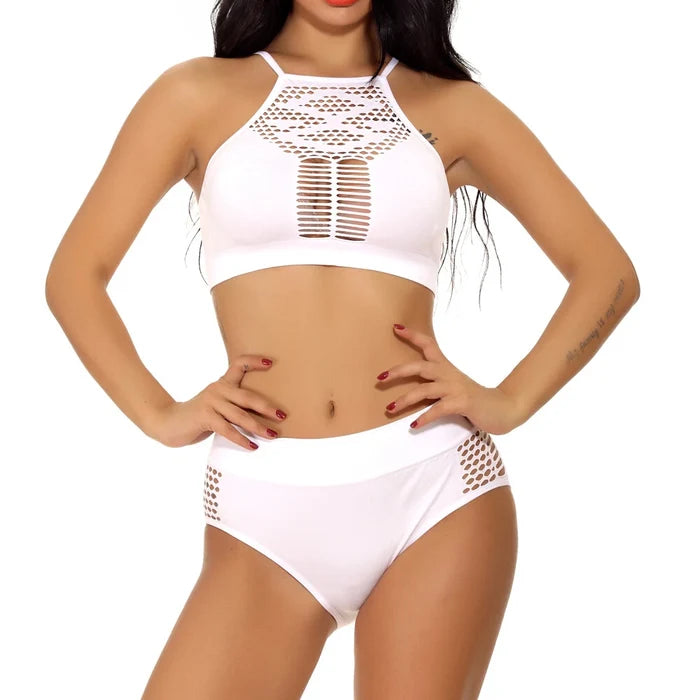Women's Lace Teddy Babydoll Lingerie Dress with Mesh Straps