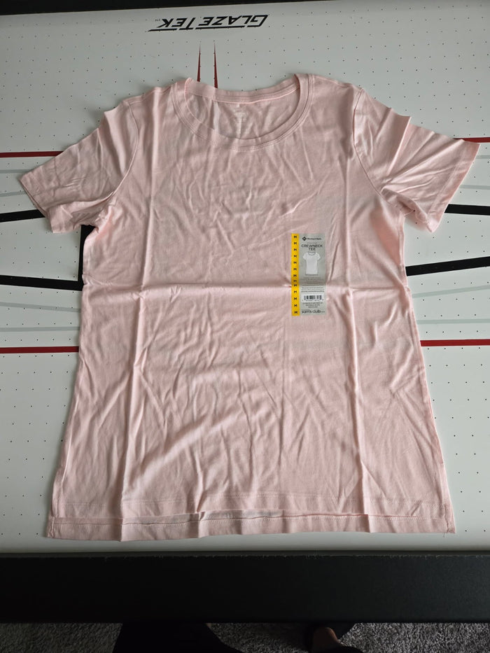Women's Ladies Short Sleeve V Neck Pink T Shirt Large Casual Top